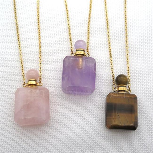 mixed Gemstone perfume bottle Necklace