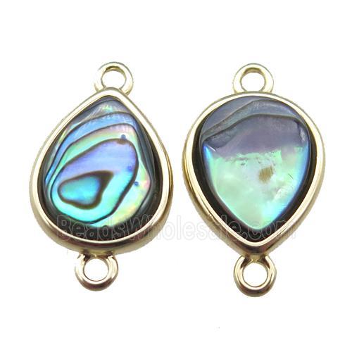 Abalone Shell teardrop connector, gold plated