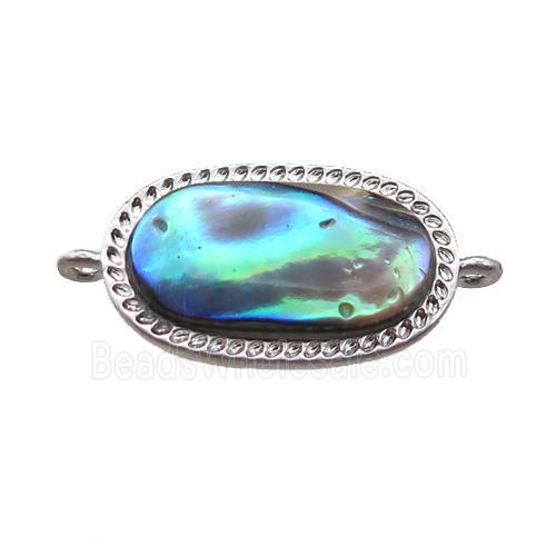 Abalone Shell oval connector, platinum plated