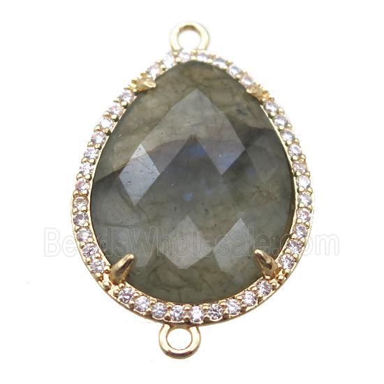 Labradorite teardrop connector, gold plated