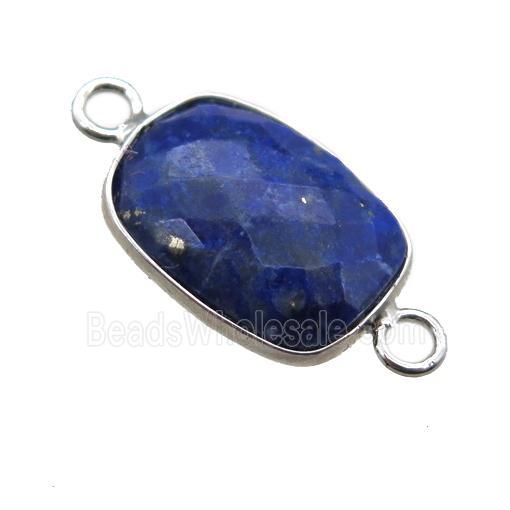 blue Lapis Lazuli connector, faceted rectangle