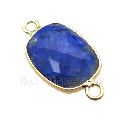 blue Lapis Lazuli connector, faceted rectangle