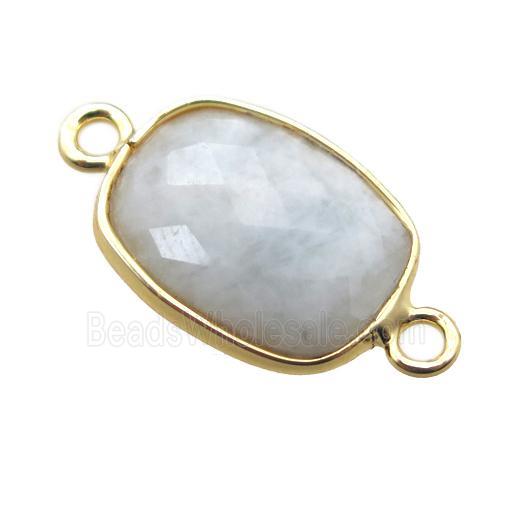 blue Aquamarine connector, faceted rectangle