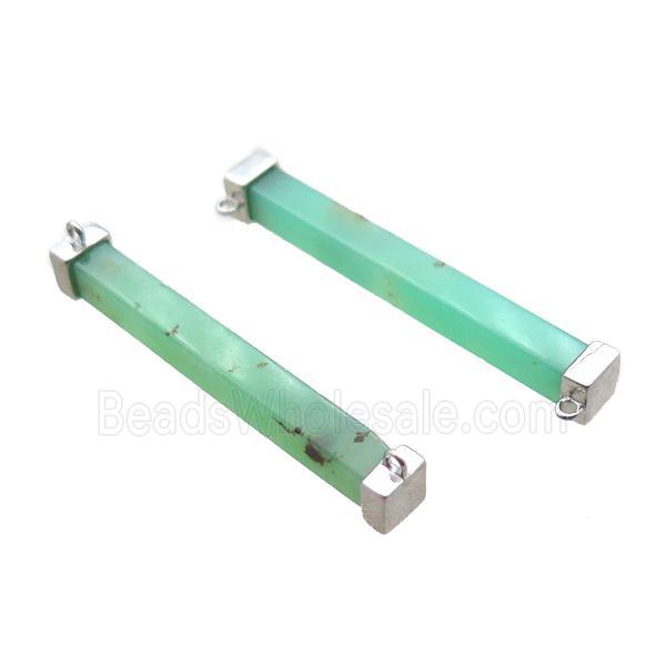 green Australian Chrysoprase stick pendant with 2loops