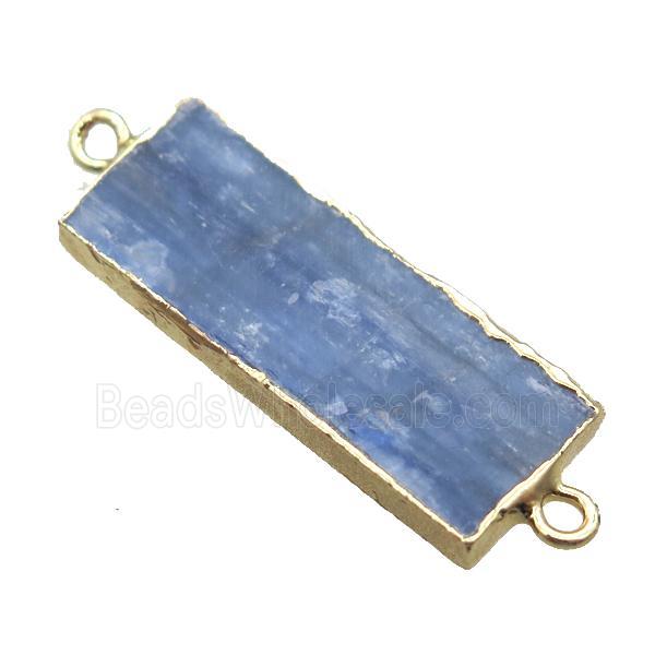 blue Kyanite rectangle connector, gold plated