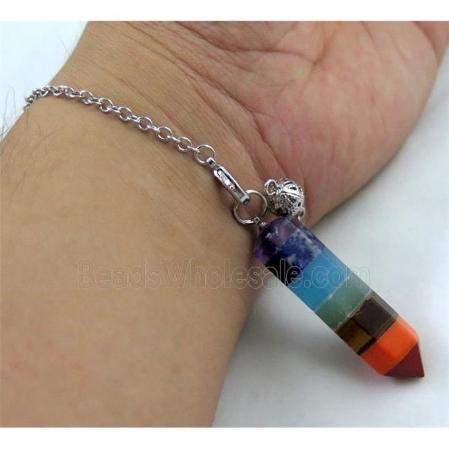 mix gemstone bullet Chakra bracelet, platinum plated chain