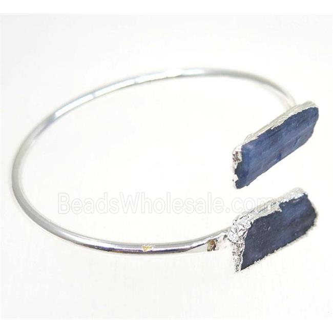 kyanite bangle, copper, silver plated