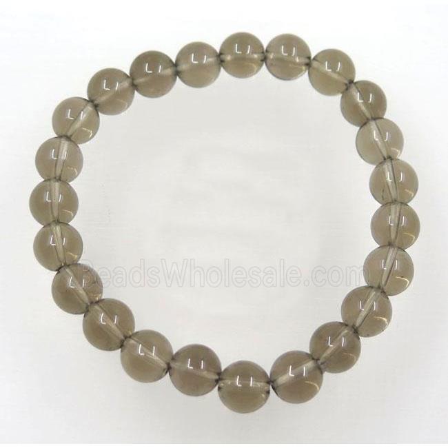 round Smoky Quartz bead bracelet, stretchy
