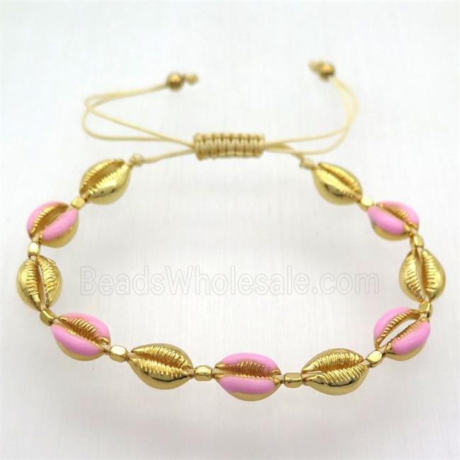 handmade bracelet with coper conch, Adjustable
