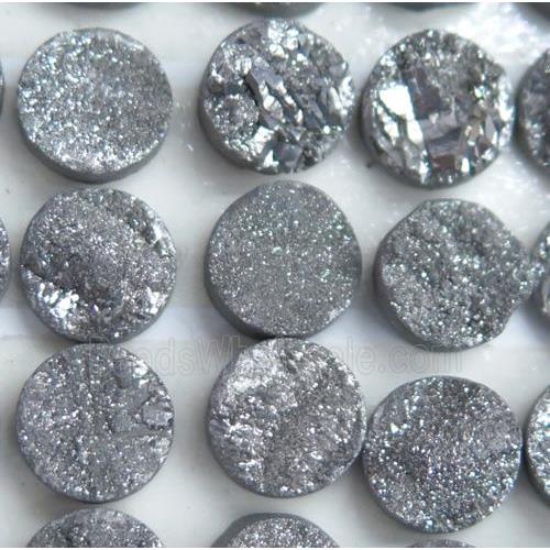 druzy quartz cabochon, round