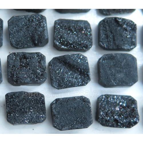 druzy quartz cabochon, rectangle