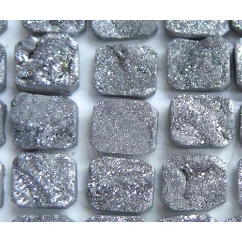 druzy quartz cabochon, rectangle