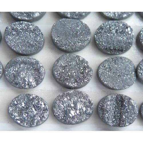 druzy quartz cabochon, oval