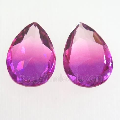 synthetical multicolor Tourmaline cabochon, no hole, teardrop