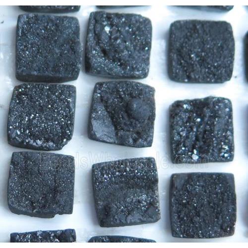druzy quartz cabochon, square