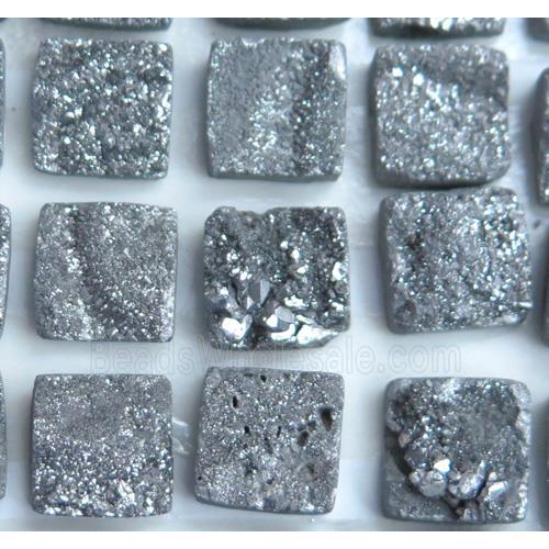 druzy quartz cabochon, square