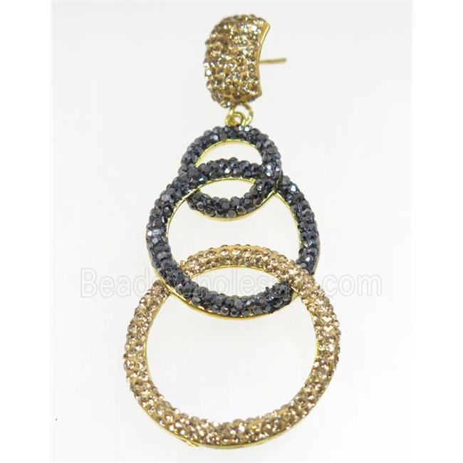 copper earring paved rhinestone