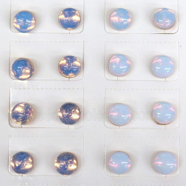 white Opalite Stud Earring