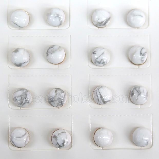 white Howlite Turquoise Stud Earring