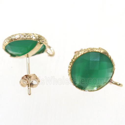 green Chinese Crystal Glass earring studs