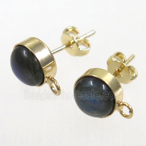 labradorite earring studs, gold plated