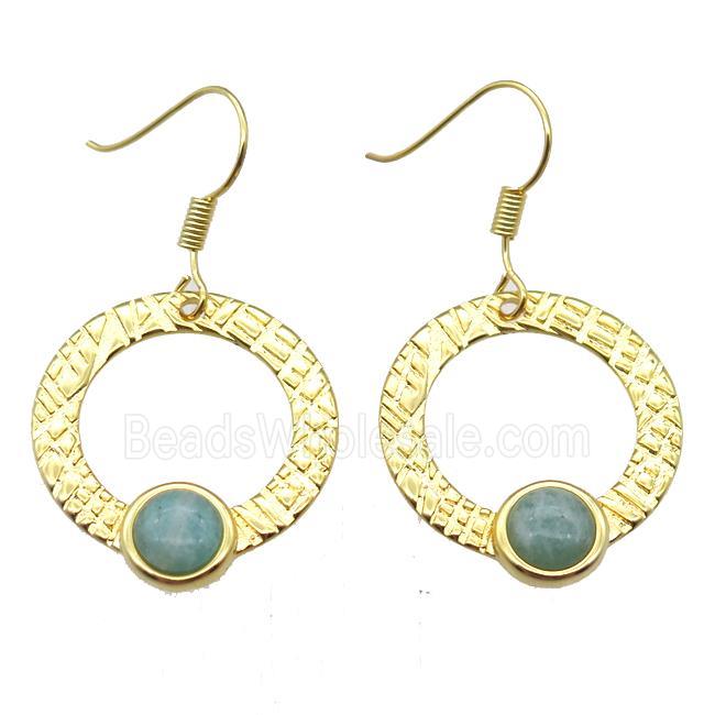 copper hook Earrings with Amazonite, gold plated