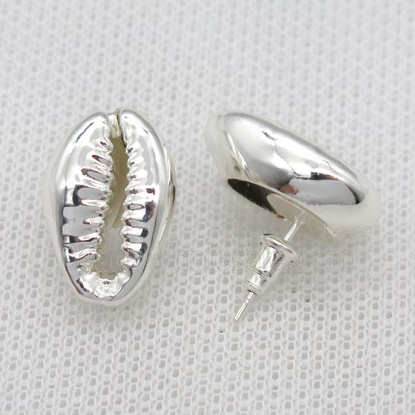Conch Shell stud Earrings, silver plated