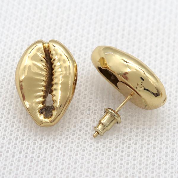 Conch Shell stud Earrings, gold plated