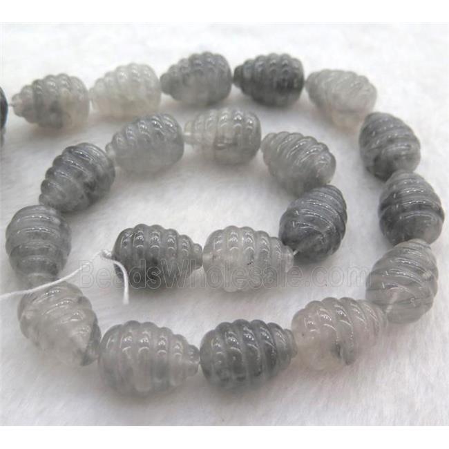 grey cloudy quartz teardrop beads