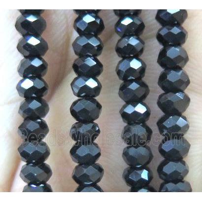 Black Spinel Beads, faceted rondelle, AA-Grade