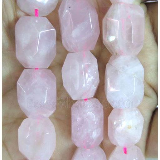 faceted freeform Rose Quartz nugget Beads, pink
