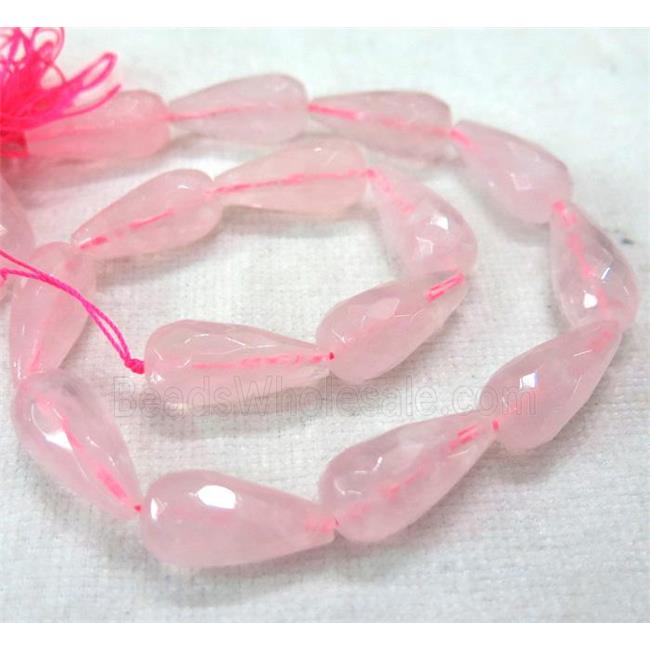 Rose Quartz teardrop beads, faceted