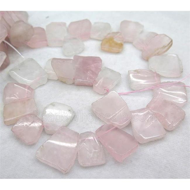 rose quartz collar bead, pink, teardrop, top drilled