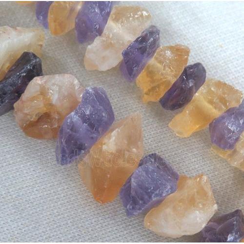 Rough Amethyst and Citrine Nugget Beads, freeform