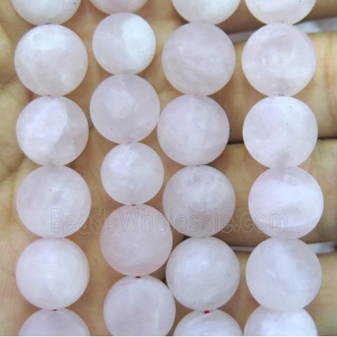 matte rose quartz beads, round