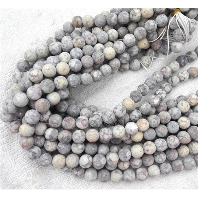 round leopard-skin jasper beads, matte