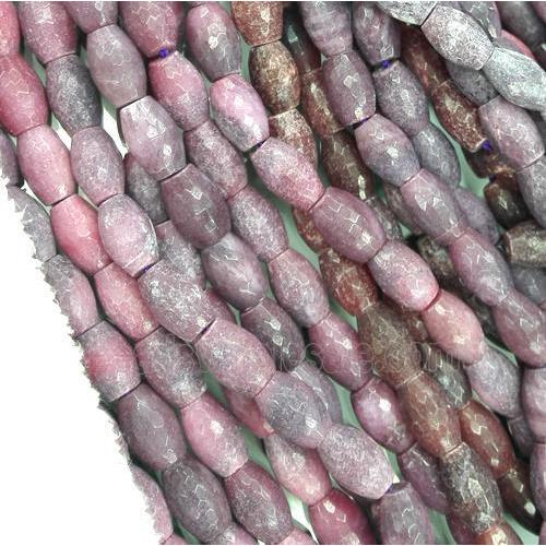 jade bead, faceted barrel