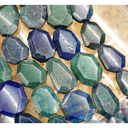 Azurite slice beads, faceted freeform