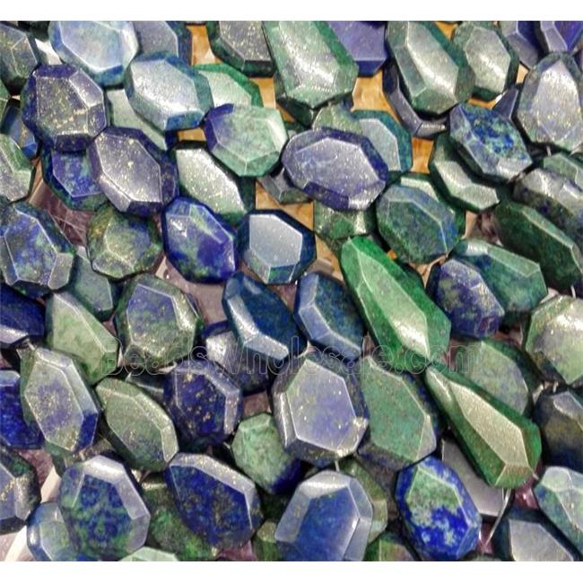Azurite slice beads, faceted freeform