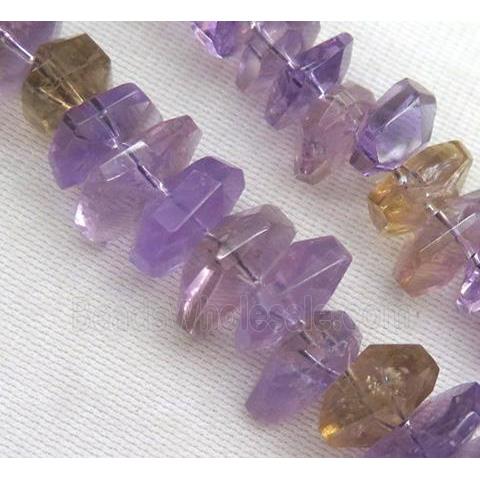 Ametrine beads, faceted freeform, purple