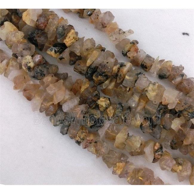 Gold Rutilated Quartz chip beads, freeform