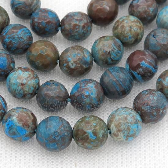 Blue Ocean Jasper Beads Faceted Round Dye