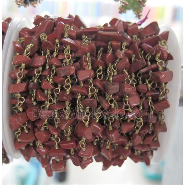 handmade rosary chain with red jasper chip beads