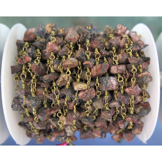 handmade rosary chain with leopardskin jasper chip bead