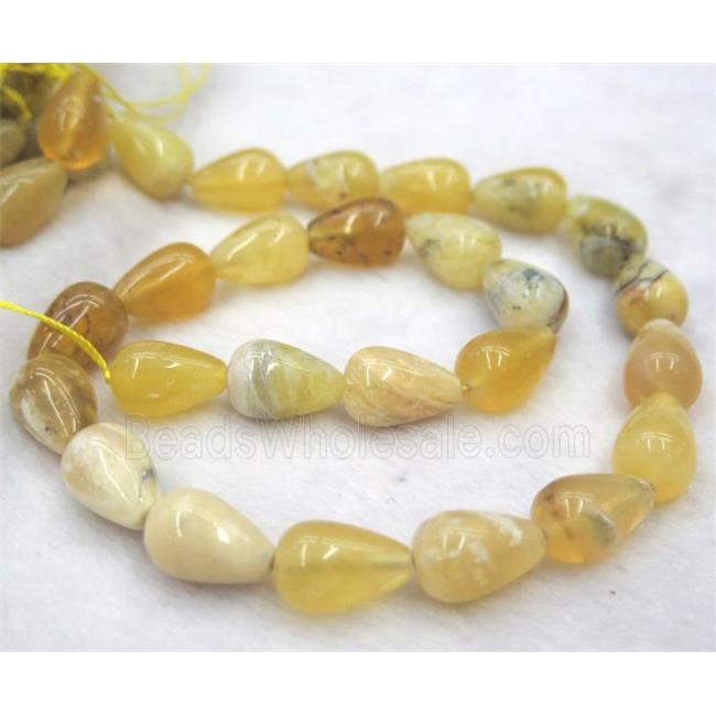 yellow Opal jasper bead, teardrop