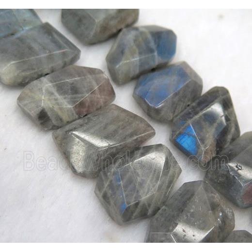 Labradorite nugget bead, faceted freeform