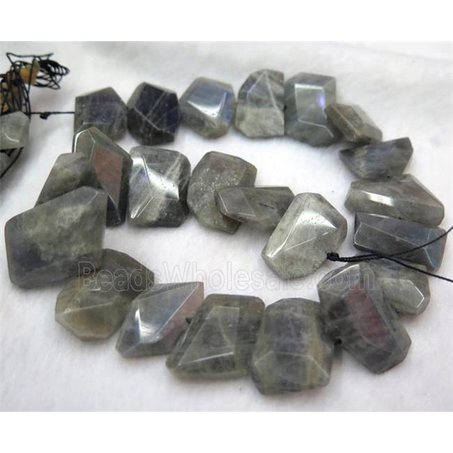 Labradorite nugget bead, faceted freeform