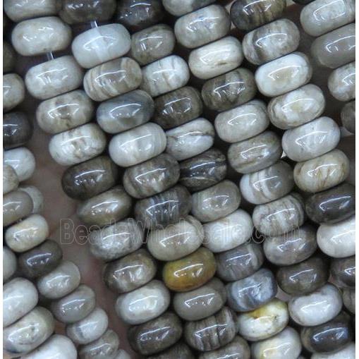 natural Silver Leaf Jasper beads, rondelle