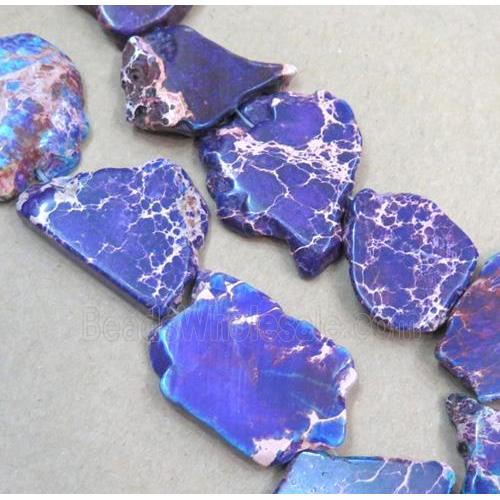 Sea Sediment Jasper beads, slice, freeform, purple