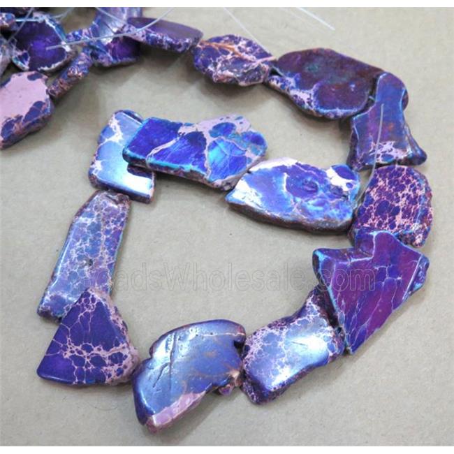 Sea Sediment Jasper beads, slice, freeform, purple
